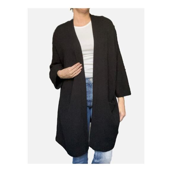 Vince Cashmere Oversized Open Front Cardigan Minimalist Lagenlook Black Small - Picture 1 of 11